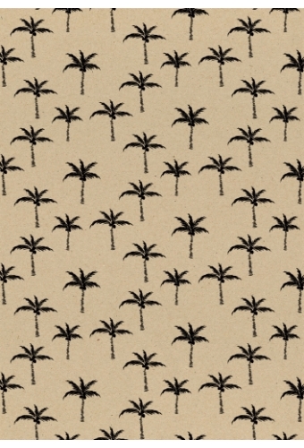 Kerstpapier Recycled Palms Zwart 50 cm x  250meter OP IS OP