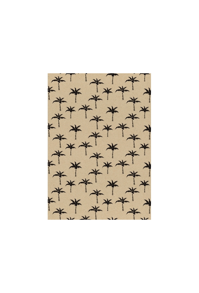 Kerstpapier Recycled Palms Zwart 50 cm x  250meter OP IS OP