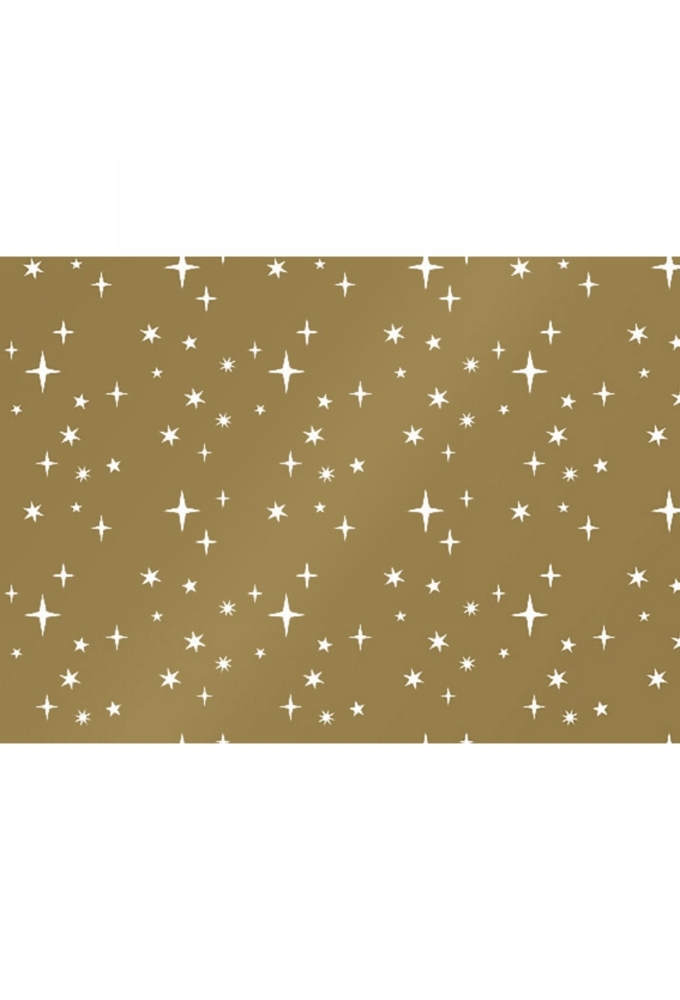 Kerstpapier Sterren Goud & Wit 50cm x 200meter