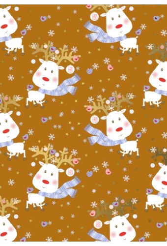 Kerstpapier Rudi Reindeer Ochre 50x70cm 250vellen OP IS OP