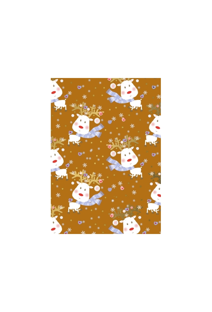 Kerstpapier Rudi Reindeer Ochre 50x70cm 250vellen OP IS OP