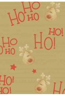 Kerstpapier Bruin Kraft Rudolf Rood 60cm x 250meter