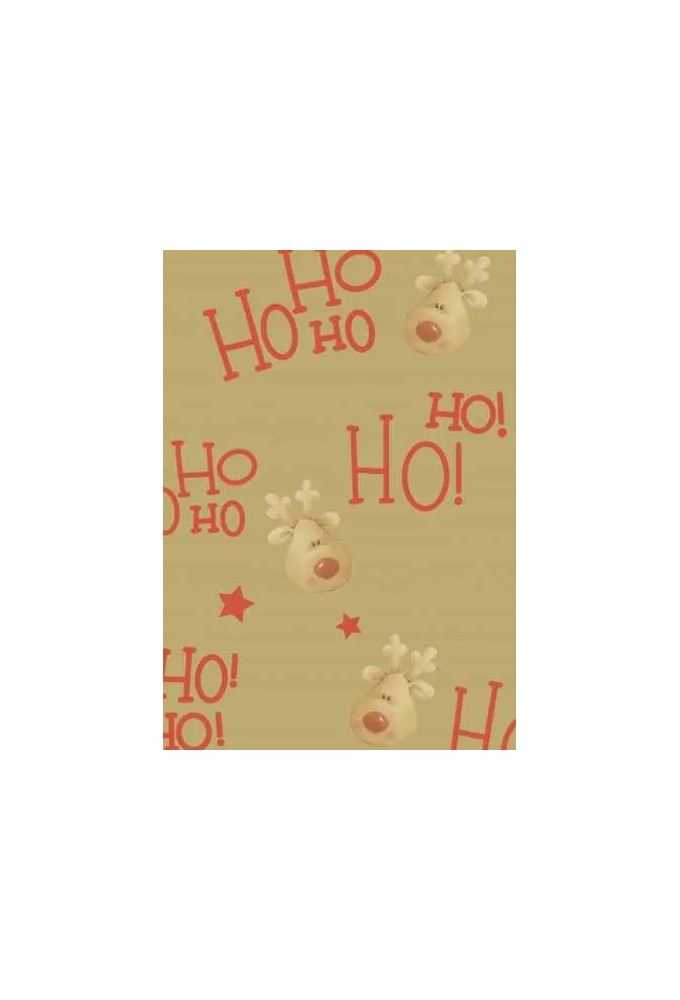 Kerstpapier Bruin Kraft Rudolf Rood 60cm x 250meter