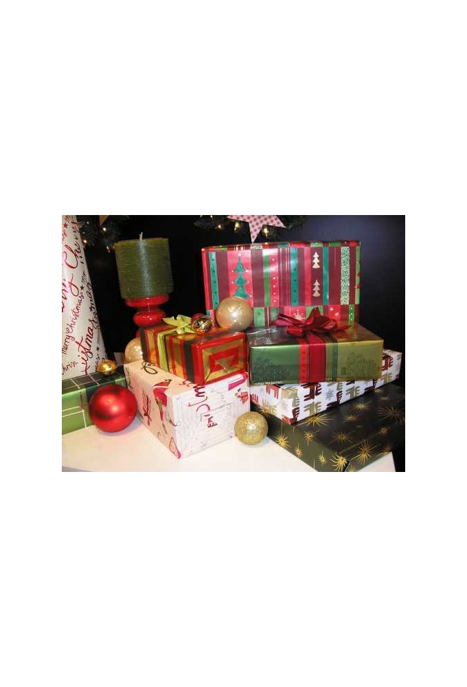Kerstpapier Bruin Kraft Uni Goud 70cm x 250meter