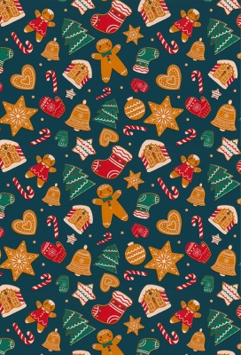 Kerstpapier Christmas Cookies Darkblue 70cm x 200meter