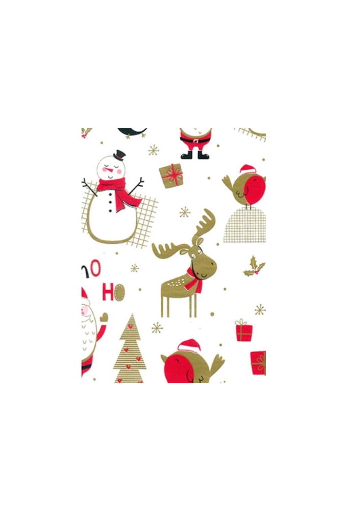 Kerstpapier Coated north pole red & black & gold 70cm x 200meter