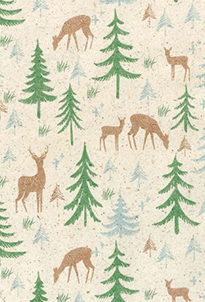 Kerstpapier Gras Papier Denneboom & Hert 70cm x 200meter