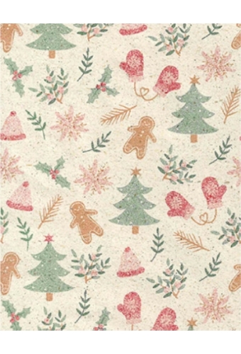 Kerstpapier Gras christmas gingerbread 70cm x 200meter