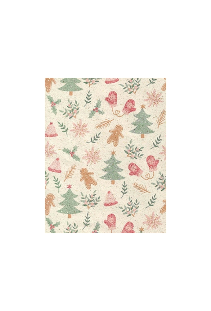 Kerstpapier Gras christmas gingerbread 70cm x 200meter