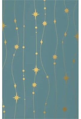 Kerstpapier stars are falling petrol Goud 70cm x 200meter