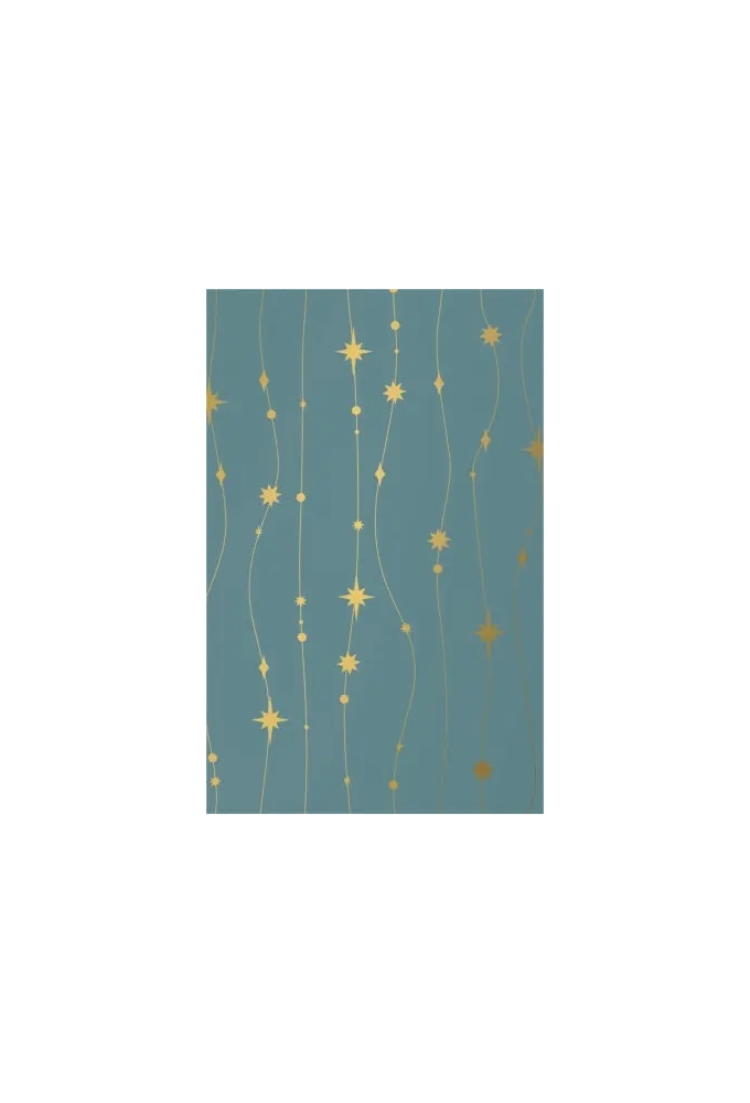Kerstpapier stars are falling petrol Goud 70cm x 200meter