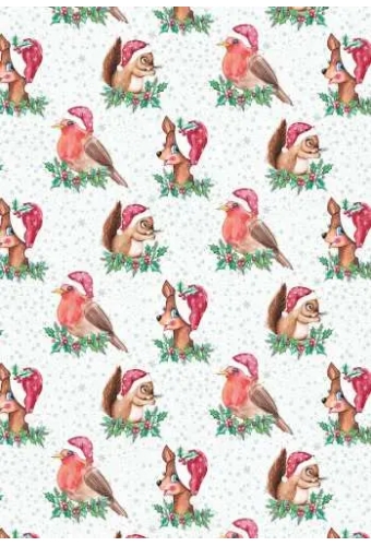 Luxe Kerstpapier Lovely Christmas Wit & Blauw 60cm x 200meter