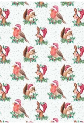 Luxe Kerstpapier Lovely Christmas Wit & Blauw 60cm x 200meter