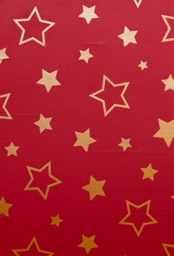 Kerstpapier Coated Papier Sterrenhemel Rood 30cm  x 200meter