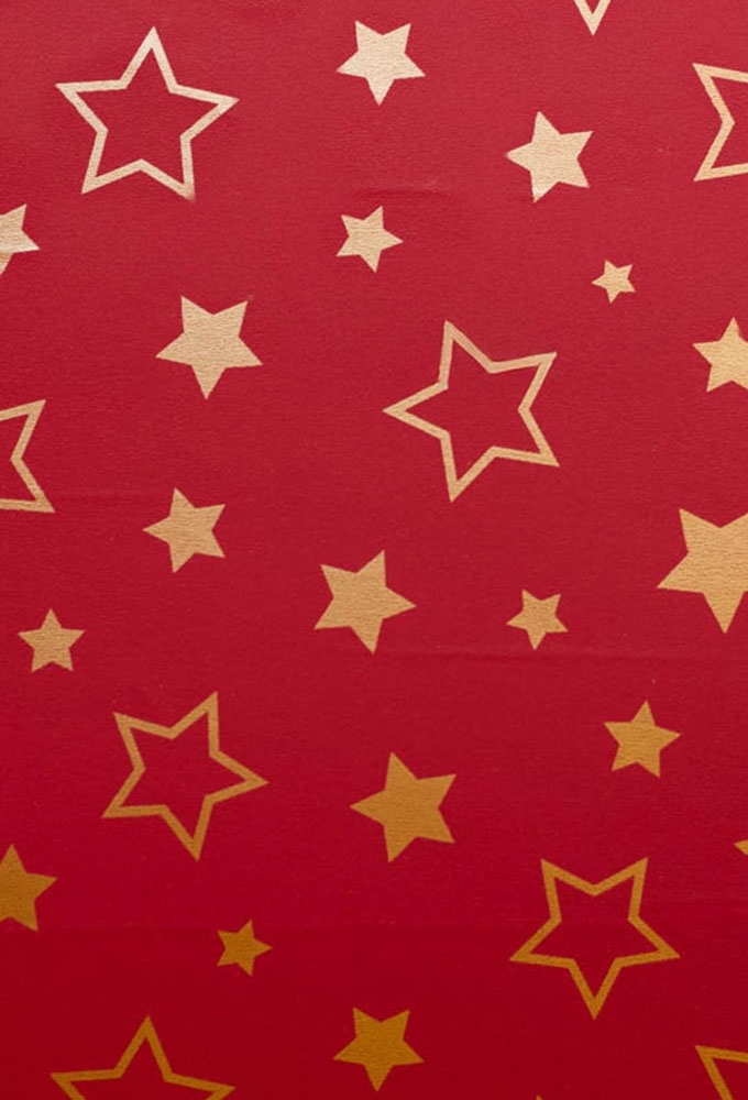 Kerstpapier Coated Papier Sterrenhemel Rood 30cm  x 200meter