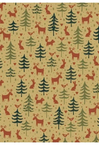 Kerstpapier Forest Friends Brick & Groen 30 cm x 250meter