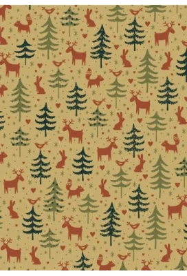 Kerstpapier Forest Friends Brick & Groen 30 cm x 250meter