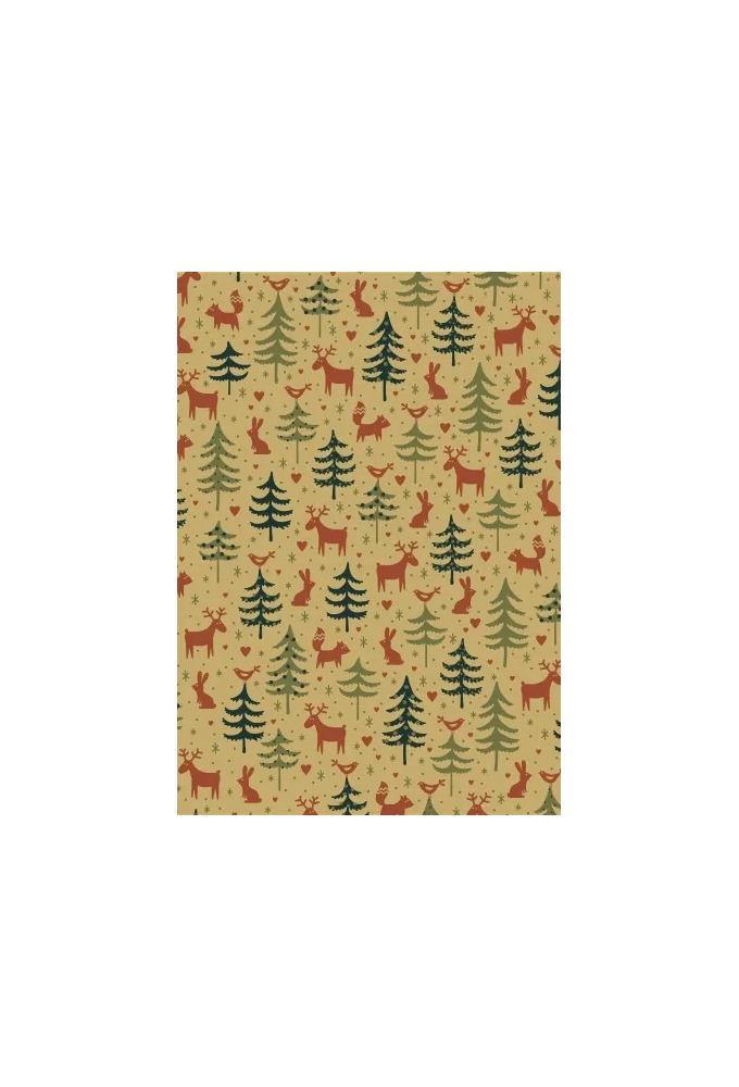 Kerstpapier Forest Friends Brick & Groen 30 cm x 250meter