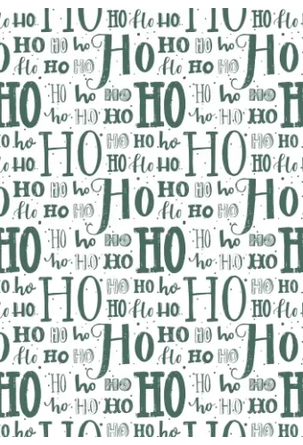Kerstpapier Hoho Lettering Groen 30 cm x  200meter