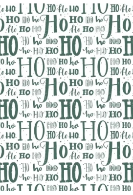 Kerstpapier Hoho Lettering Groen 30 cm x  200meter