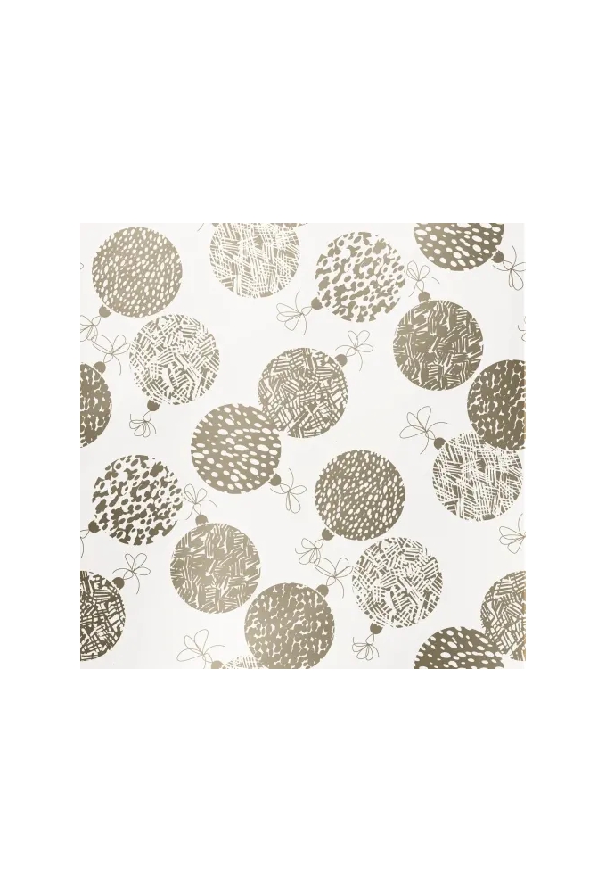 Kerstpapier Metallic xmas ornament wit goud 30cm x 100meter