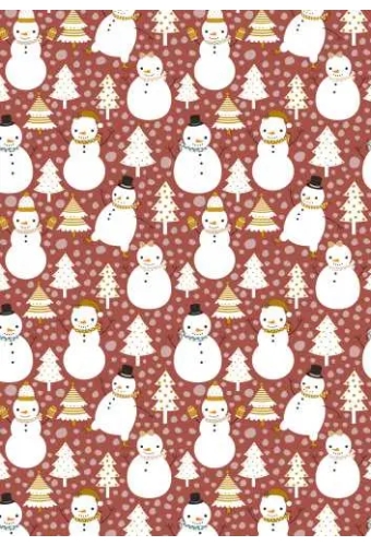 Kerstpapier snowman dance brick 30cm x 200meter