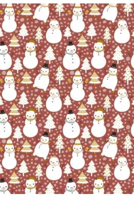 Kerstpapier snowman dance brick 30cm x 200meter