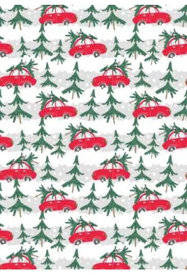 Kerstpapier xmas cars rood 30cm x 200meter