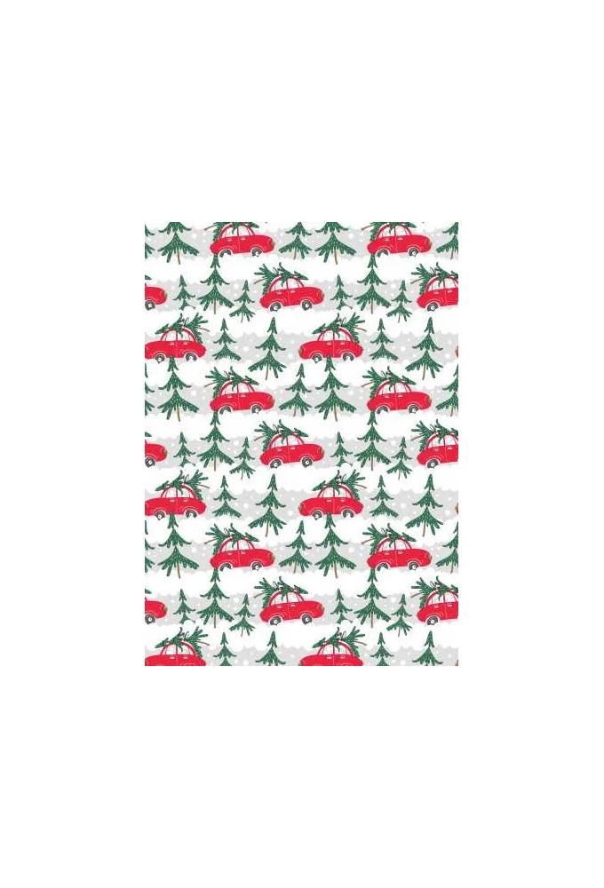 Kerstpapier xmas cars rood 30cm x 200meter