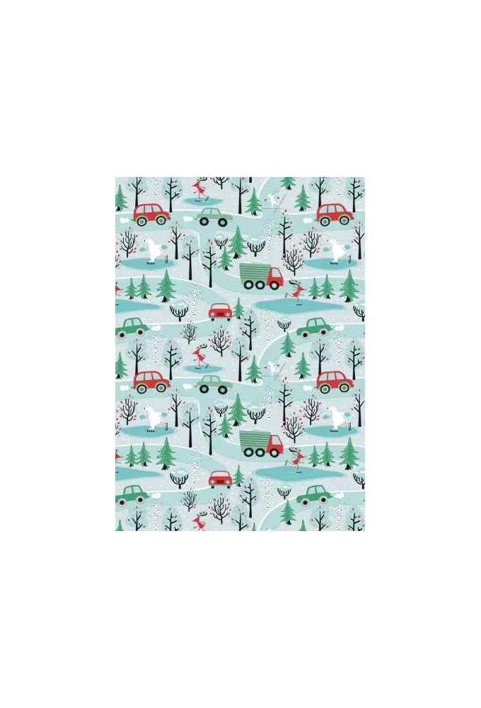 Luxe Kerstpapier Winterfun in the Forest Blauw 50cm x 200meter