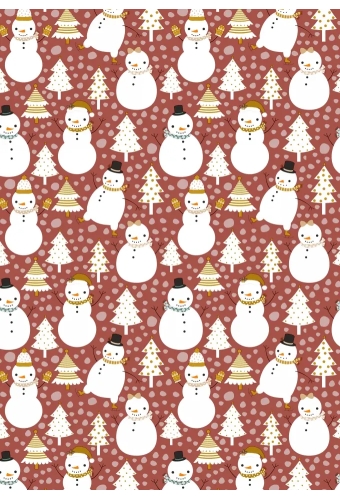 Kerstpapier Snowman Dance Brick 70cm x 200meter