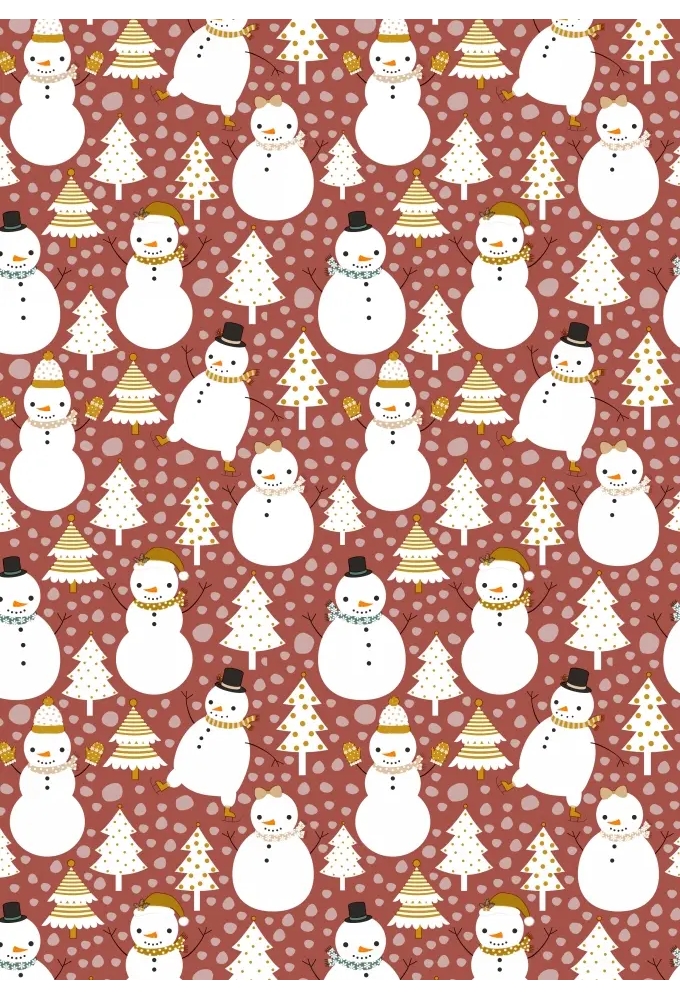 Kerstpapier Snowman Dance Brick 70cm x 200meter
