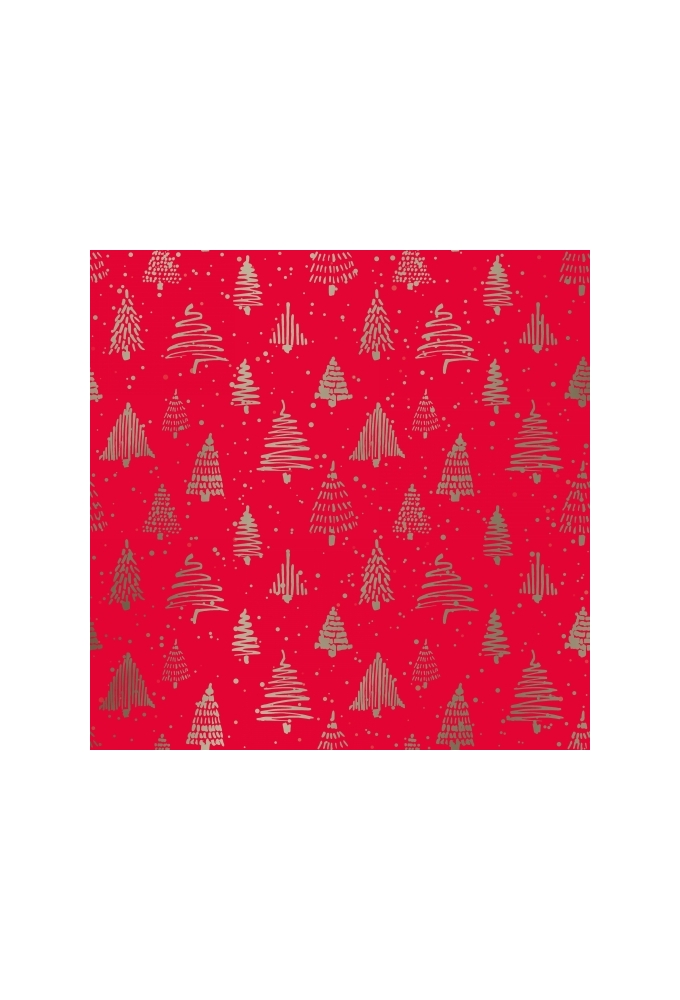 Kerstpapier trees Rood Goud Metallic 70cm x 100meter
