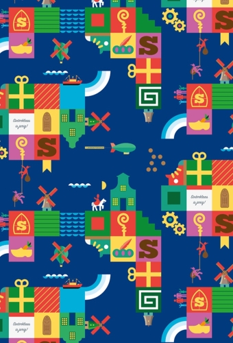 Sintpapier Trendy 70grs Pakjesfeest Blauw 70cm  x  100meter