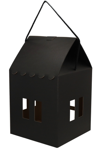 Geschenkdoos Huisje Zwart & Koord 22.5x22.5x25.5cm 40stuks