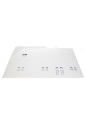 Geschenkdoos Huisje Wit Met Relief & Koord 33x25x19cm 20stuks OP IS OP