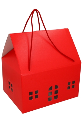 Geschenkdoos Huisje Rood & Koord 33x25x19cm 20stuks