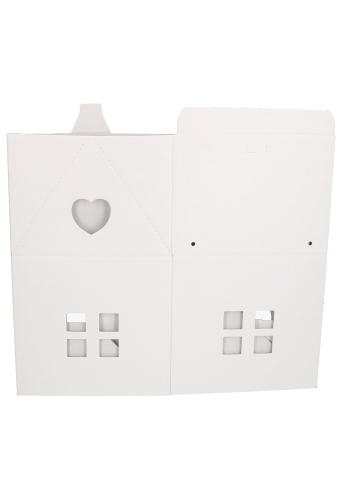 Geschenkdoos Huisje Wit & Koord 20x20x18cm 30stuks