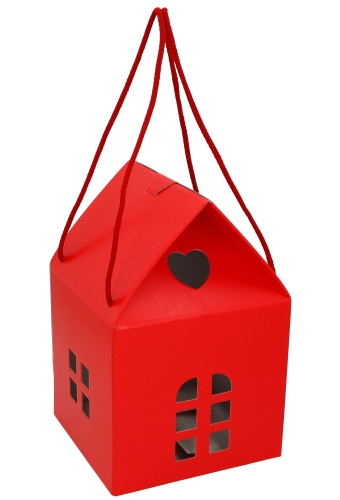 Geschenkdoos Huisje Rood & Koord 20x20x18cm 30stuks