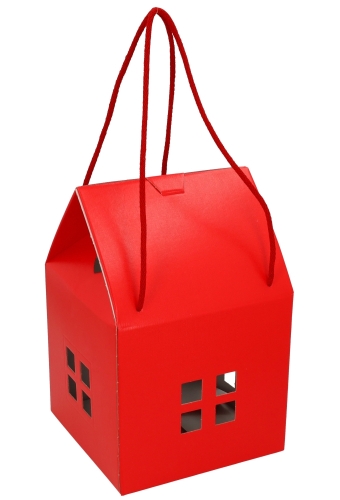 Geschenkdoos Huisje Rood & Koord 20x20x18cm 30stuks