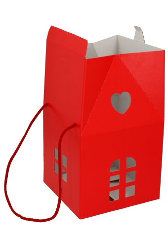 Geschenkdoos Huisje Rood & Koord 20x20x18cm 30stuks