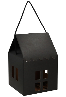 Geschenkdoos Huisje Zwart & Koord 20x20x18cm 40stuks