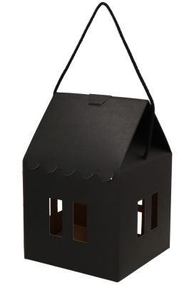 Geschenkdoos Huisje Zwart & Koord 20x20x18cm 40stuks