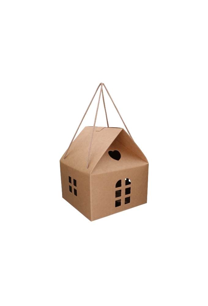 Geschenkdoos Huisje Naturel & Koord 24.5x24.5x15cm 30stuks
