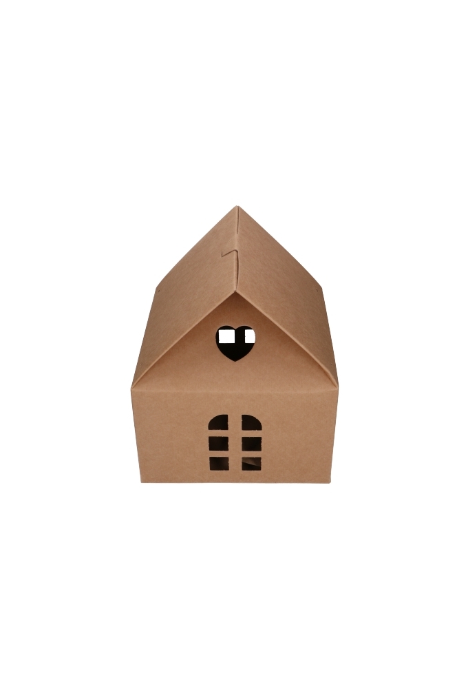 Geschenkdoos Huisje Naturel & Koord 24.5x24.5x15cm 30stuks