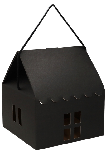Geschenkdoos Huisje Zwart & Koord 24.5x24.5x15cm 40stuks