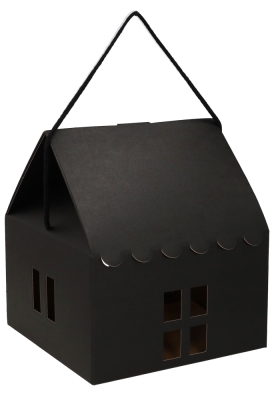 Geschenkdoos Huisje Zwart & Koord 24.5x24.5x15cm 40stuks