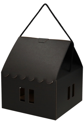 Geschenkdoos Huisje Zwart & Koord 24.5x24.5x15cm 40stuks