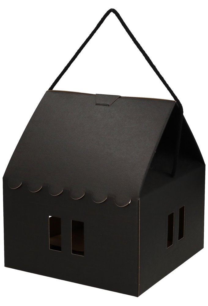 Geschenkdoos Huisje Zwart & Koord 24.5x24.5x15cm 40stuks