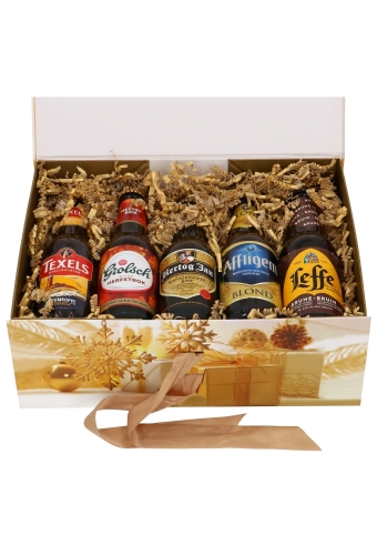 AKTIE Kerst Magneetdozen Golden Christmas Box & Lint 33x25x12cm 12st